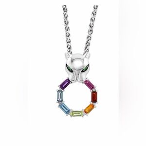 EFFY® Multi-Gemstone (7/8 ct. t.w.) Panther 18" Pendant Necklace Sterling Silver